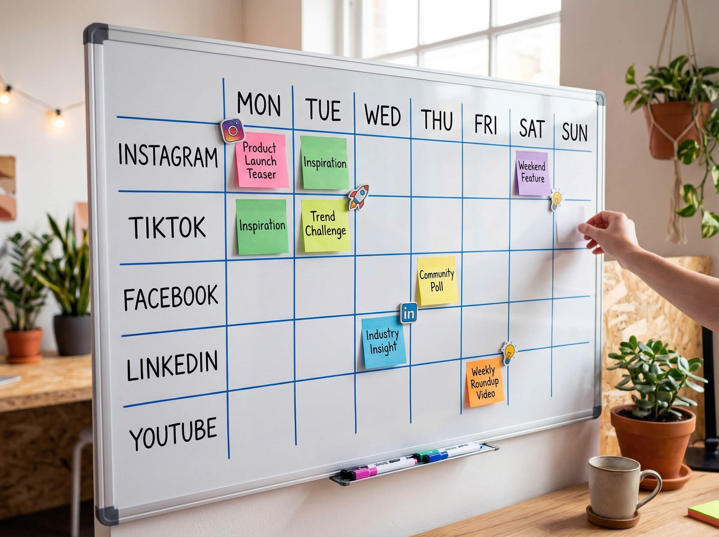 Team planning social media content workflow